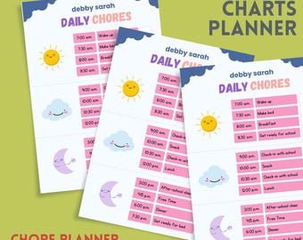 Editable Kids Chore Chart Printable - Daily Routine Tracker - Custom Schedule Planner for Children - PDF Download for Home or School
