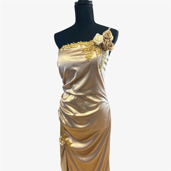 Gold One-shoulder Pleated Dress: Asymmetrical Bodycon Party Gown - Etsy Gold One-shoulder Pleated Dress: Asymmetrical Bodycon Party Gown - Etsy