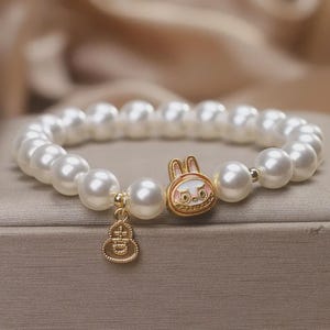 Cartoon Labubu Pearl Charm Bracelet/Dopamine Student Bracelet/Labubu Charm/Cute Jewelry Gift/Labubu Charm Jewelry/Pet Jewelry/Gift For Her