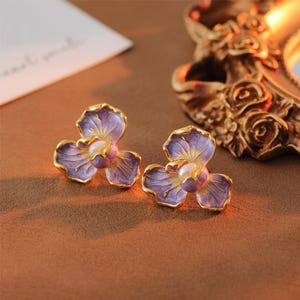 Enamel Floral Pearl Studs | Vintage-Inspired Handmade Earrings | Lightweight Dainty Jewelry | Unique Gift for Women | Gift for Her