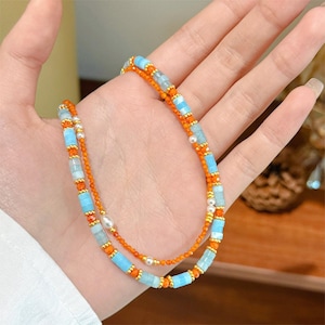 Lily of the Valley Stone Beaded Necklace Bohemian Beaded Necklace Beaded Boho Choker Minimalist Layering Necklace Gift for Her BFF gift