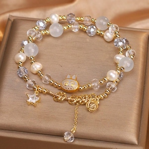 Cartoon Labubu Crystal Charm Bracelet/Dopamine Student Bracelet/Labubu Charm/Cute Jewelry Gift/Labubu Charm Jewelry/Pet Jewelry/Gift For Her
