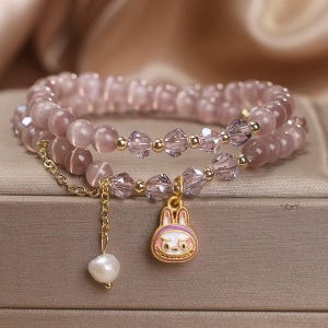 Cartoon Labubu Crystal Charm Bracelet/Dopamine Student Bracelet/Labubu Charm/Cute Jewelry Gift/Labubu Charm Jewelry/Pet Jewelry/Gift For Her