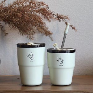 Insulated Stainless Steel Coffee Mug with Straw - 16oz Travel Tumbler