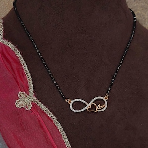 AD RoseGold Plated Necklaces Mangalsutra Traditional Indian Wedding Mangalsutra Black Beaded Mangalsutra Bollywood  Ethnic Jewelry Gift idea