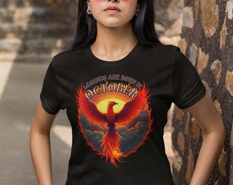 Camiseta de cumpleaños de octubre / Camiseta Bella+Canvas con estampado de fénix