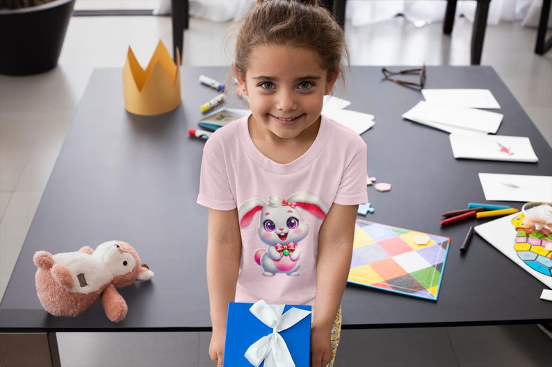 Katoenen kinder-T-shirt konijn, Easter Rabbit-shirt, lenteoutfit afbeelding 8
