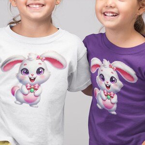 Katoenen kinder-T-shirt konijn, Easter Rabbit-shirt, lenteoutfit afbeelding 3