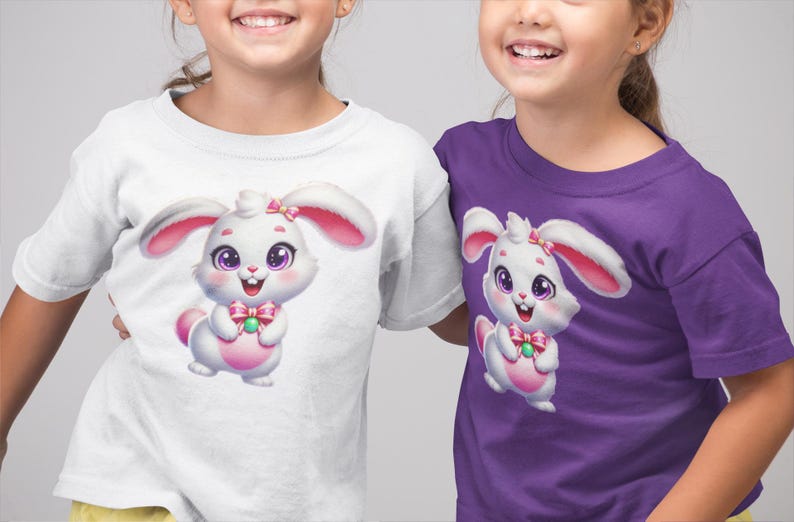 Katoenen kinder-T-shirt konijn, Easter Rabbit-shirt, lenteoutfit afbeelding 3