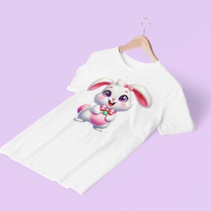 Katoenen kinder-T-shirt konijn, Easter Rabbit-shirt, lenteoutfit afbeelding 5