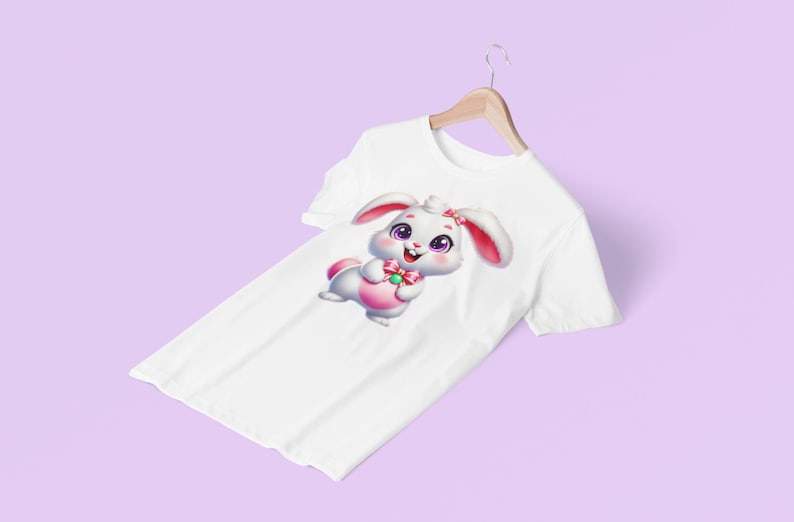 Katoenen kinder-T-shirt konijn, Easter Rabbit-shirt, lenteoutfit afbeelding 5