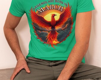 Regalo de cumpleaños de marzo / Camiseta Bella+Canvas con estampado de fénix