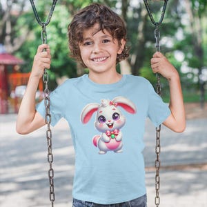 Katoenen kinder-T-shirt konijn, Easter Rabbit-shirt, lenteoutfit afbeelding 6