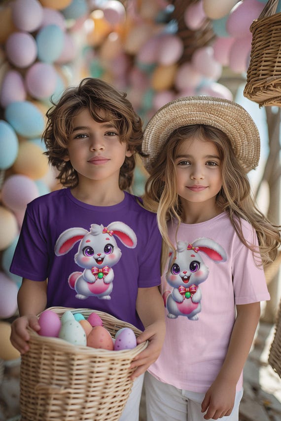 Bunny Kids Cotton Tee, Easter Rabbit Shirt, Spring Outfit