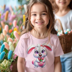 Katoenen kinder-T-shirt konijn, Easter Rabbit-shirt, lenteoutfit afbeelding 4