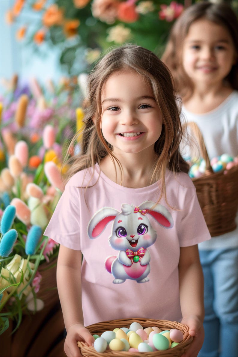 Katoenen kinder-T-shirt konijn, Easter Rabbit-shirt, lenteoutfit afbeelding 4