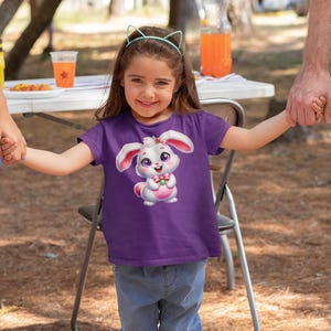 Katoenen kinder-T-shirt konijn, Easter Rabbit-shirt, lenteoutfit afbeelding 7