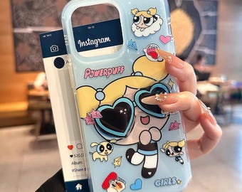 Bubbles Powerpuff Girls Phone Case, Aesthetic Y2K Blue Cartoon Case, Cute Gift for Her, Shockproof Phone Cover for iPhone 17 Pro Max