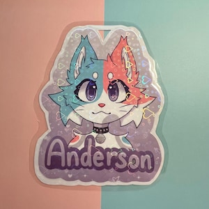 Custom fursona fursuit badge | Symmetrical headshot | Physical badge | Digital art |