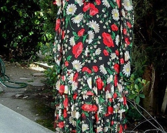 Floral Print Chiffon Dress New Designer Original 20's Inspired with Slip  2 Optional Hats  Item #221 Dresses