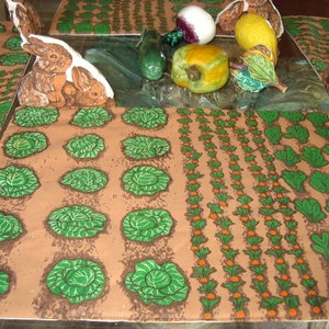 Easter Brunch Stuffed Rabbit in Cabbage Patch, 4 Placemats Printed  Cotton  17X13 size  Item#TD 100