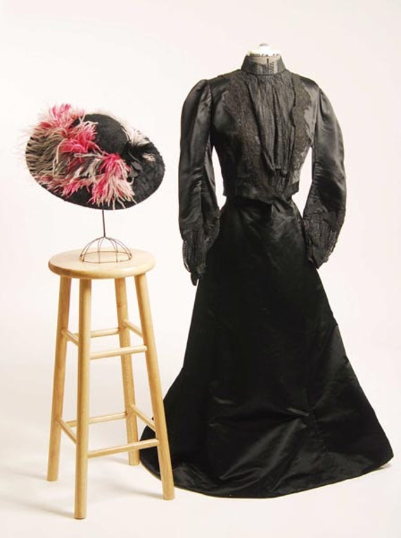 Victorian 1880/1890's Walking Suit Black Duchess … - image 1