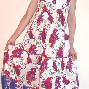 Summer Maxi Sundress /Patio Party Dress Twin Print Cotton Designer NEW Sample - Item #2014, Daytime Dresses image 2