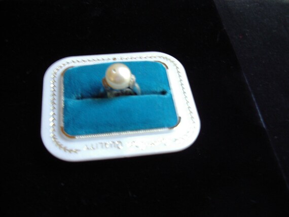 Pearl/ Rhinestone Cocktail Ring Duo Copies of Rea… - image 8