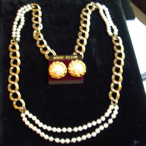 Chanel Gold Tone Pearl & Crystal Long Necklace