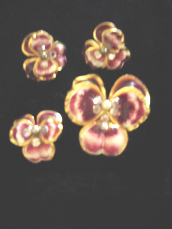 1950s "Sandor" Pansy Scatter Pins / Earrings Hand 
