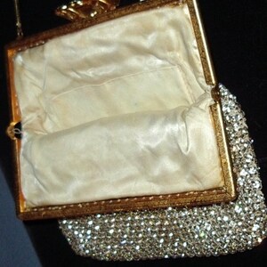 Sparkling All Rhinestone Purse Great Holiday Gift Jeweled Gold Clasp Perfect Condition Item 89 Purses image 3