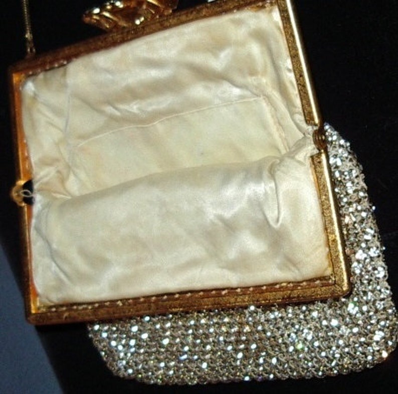 Sparkling All Rhinestone Purse Great Holiday Gift Jeweled Gold Clasp Perfect Condition Item 89 Purses image 3