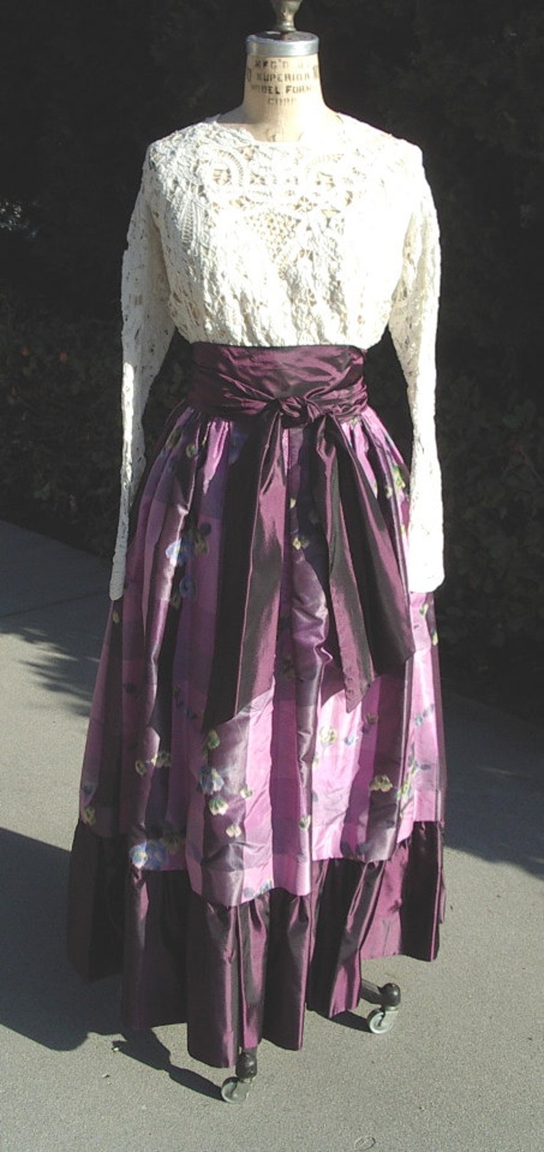 Plaid Warp Silk Taffeta Long BALL Skirt Original Designer Sample Size10 Item #658 Dresses /& Gowns