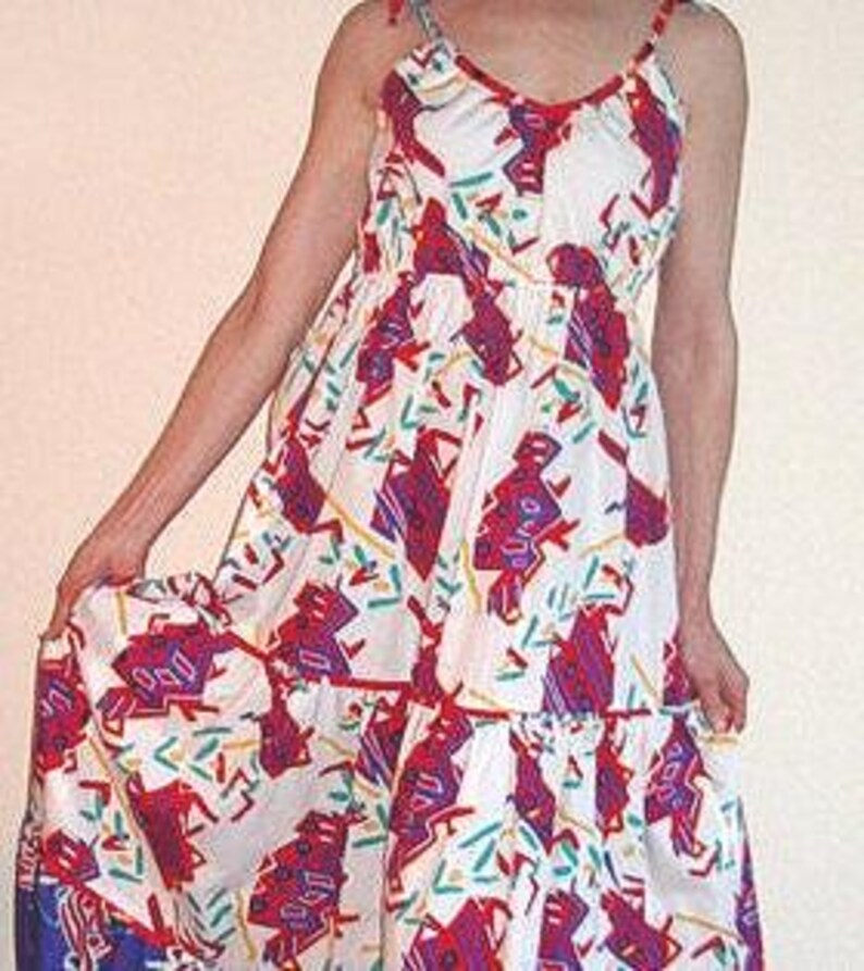 Summer Maxi Sundress /Patio Party Dress Twin Print Cotton Designer NEW Sample - Item #2014, Daytime Dresses image 3