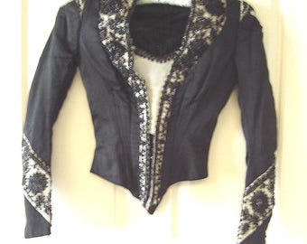 Rare Victorian Jet Beaded Bodice, Restored Beading VERY Small Size, Collector Item #133 Victorians/ Edwardian