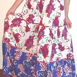 Summer Maxi Sundress /Patio Party Dress Twin Print Cotton Designer NEW Sample - Item #2014, Daytime Dresses image 4