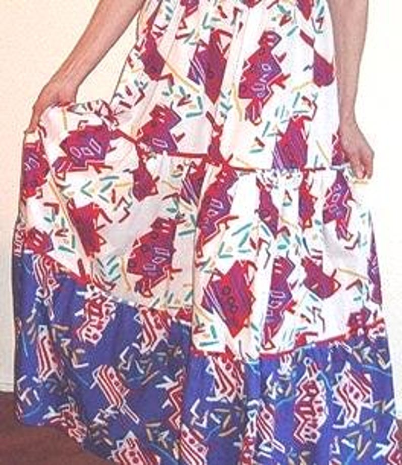 Summer Maxi Sundress /Patio Party Dress Twin Print Cotton Designer NEW Sample - Item #2014, Daytime Dresses image 4