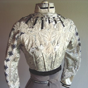 Original Victorian.Sage Color Silk Satin with Polka Dot Print 2Pc. Dress/Gown size 8 item 106, Victorians image 6