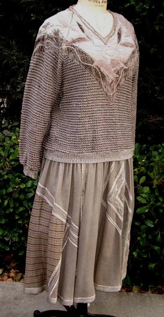 Italian TWO Piece Set, Patchwork Decorated  Full … - image 2