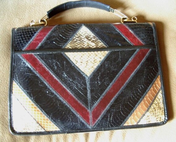 VERON Patchwork Multi-Colored Snakeskin Executive… - image 2