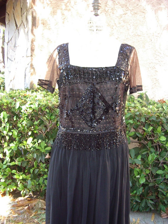 Original 1930s Sequined /Jet Beaded Top over New … - image 1