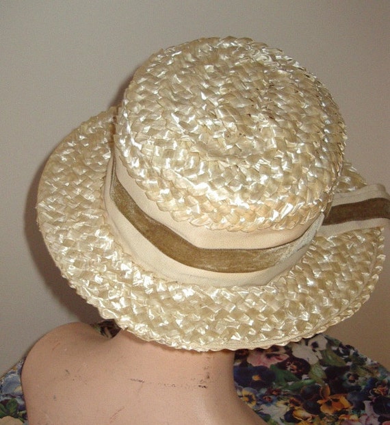 Vintage Straw Sailor Hat Victorian Inspired Style by … Gem