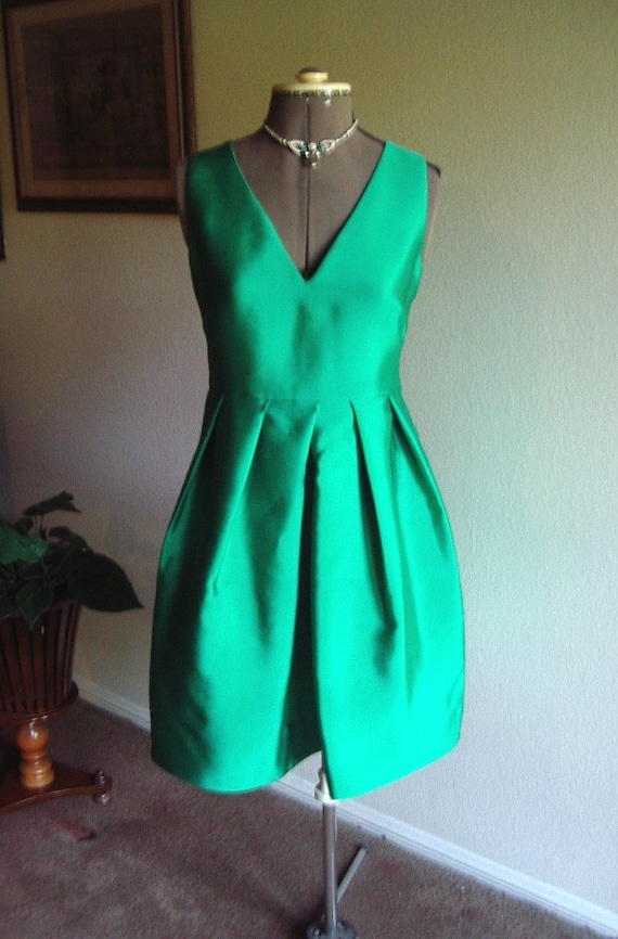 Holiday Party Dress Couture Design Emerald Green F