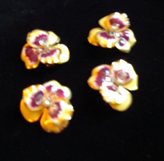 1950s "Sandor" Pansy Scatter Pins Hand Painted Go… - image 3