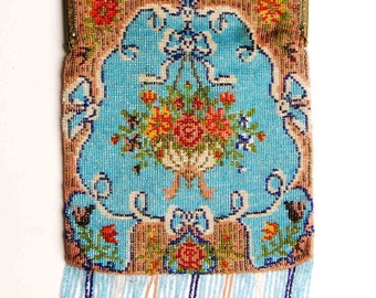 Teens Era Art Nouveau Design, Small Beads, Rose Floral Bag/Purse - item  #50, Purses