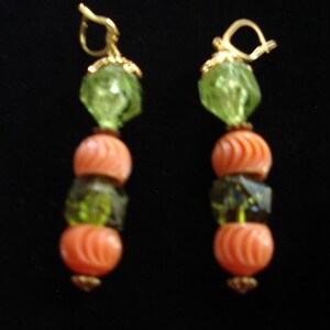 Colorful Bead Rope Necklace / Drop Pierced Earrings. Item 830 Jewelry image 3