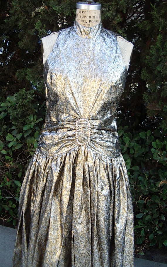 OSCAR Gown Gold/ Silver Metallic Brocade  Designe… - image 1