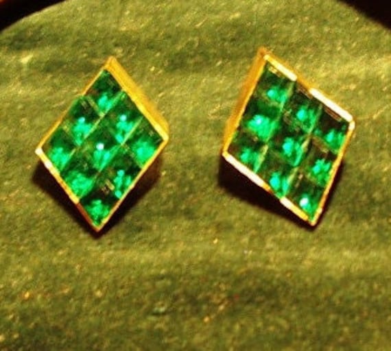 1950s Trifari Emerald Ears Clips Perfect New Item… - image 2