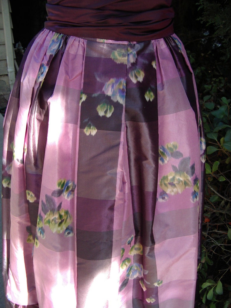 Plaid Warp Silk Taffeta Long BALL Skirt Original Designer Sample Size10 Item #658 Dresses /& Gowns