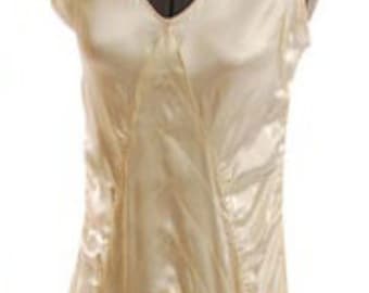 Original 1930s Cream Satin,V Neck, Sleeveless Wedding Gown. Intricate Panel Details  Size 4 - Item #309, Wedding Apparel